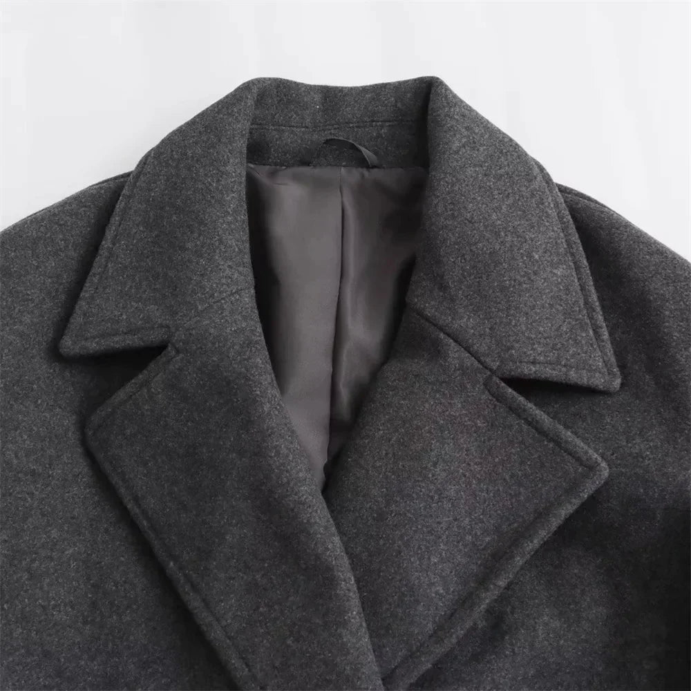Aria - Long Double Breasted Wool Coat