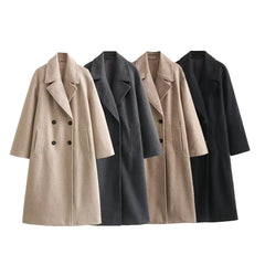 Aria - Long Double Breasted Wool Coat