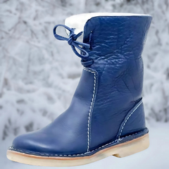 Tabitha - Leather Boots with Toggle — Blue