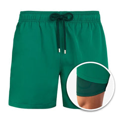 Sylvester - Tropical Print Swim Shorts — Green Emerald