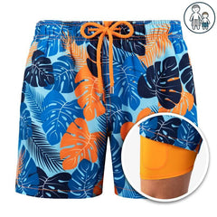 Sylvester - Tropical Print Swim Shorts — Blue Jungle