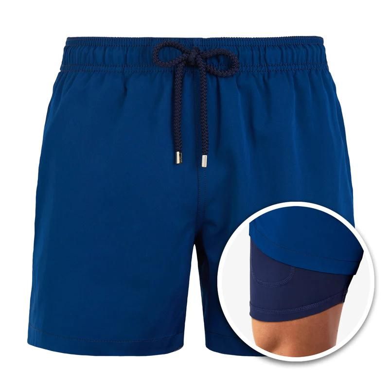 Sylvester - Tropical Print Swim Shorts — Blue Sapphire