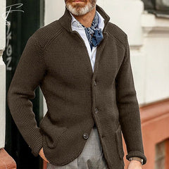Harrison - Waffle Knit Button Cardigan — Coffee