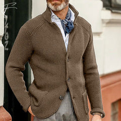 Harrison - Waffle Knit Button Cardigan — Khaki