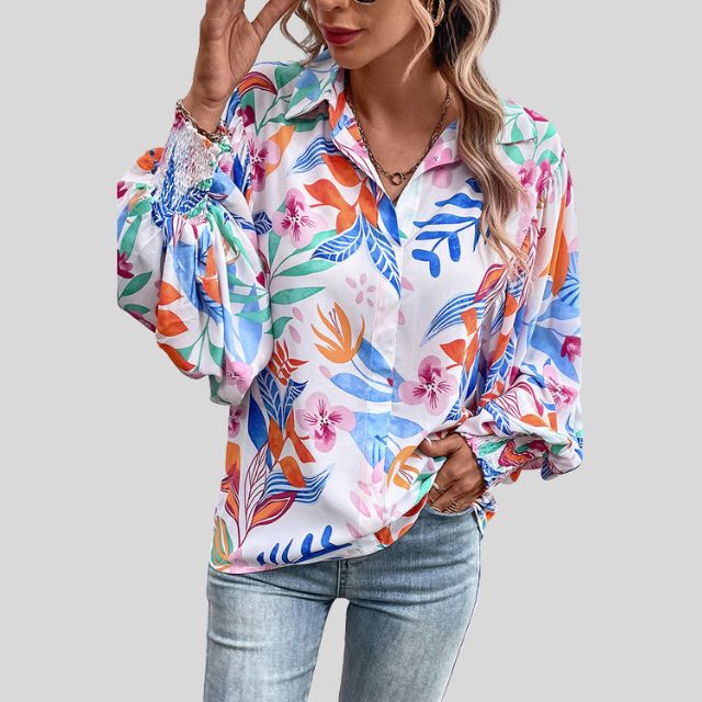Catherine - Tropical Print Blouse