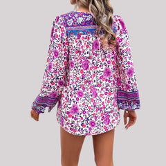Kara - Boho Floral Print Blouse