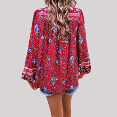 Kara - Boho Floral Print Blouse
