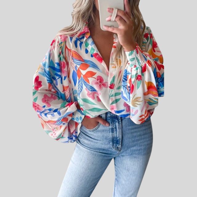 Catherine - Tropical Print Blouse