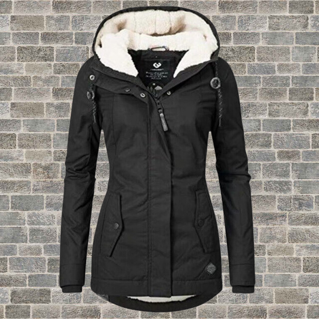 Adelaide - Hooded Parka with Fleece — Black