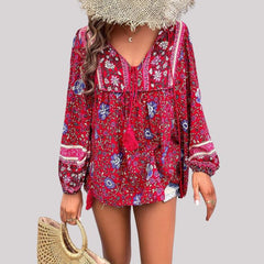 Kara - Boho Floral Print Blouse