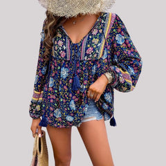 Kara - Boho Floral Print Blouse