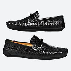 Vincent - Woven Tassel Moccasins — Black