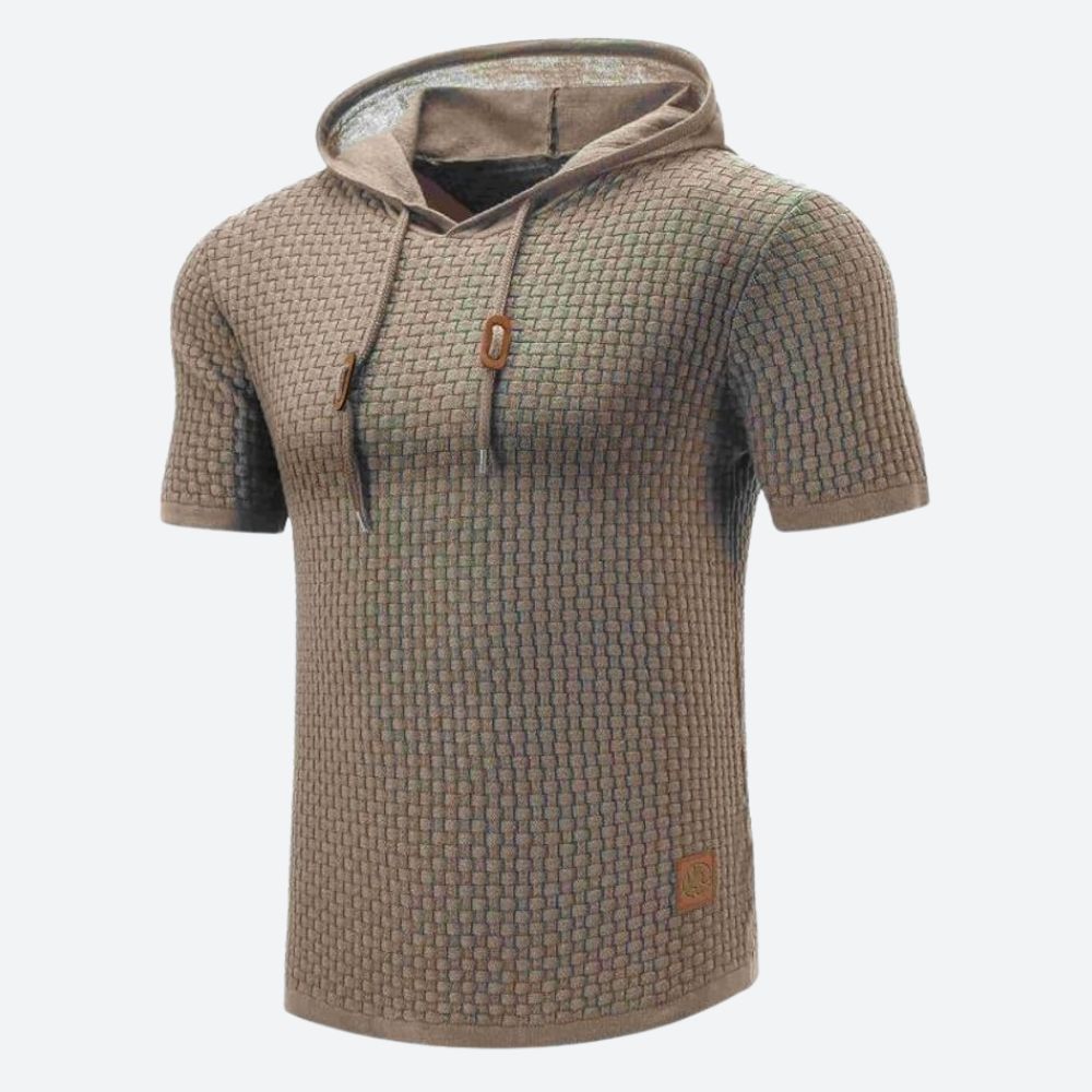 Victor - Waffle Hooded T Shirt — Tan