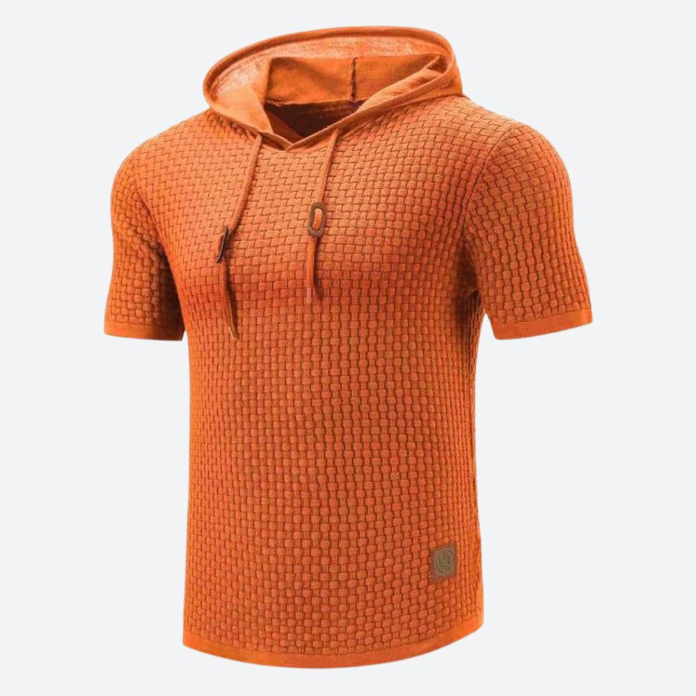 Victor - Waffle Hooded T Shirt — Orange