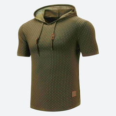 Victor - Waffle Hooded T Shirt — Army green