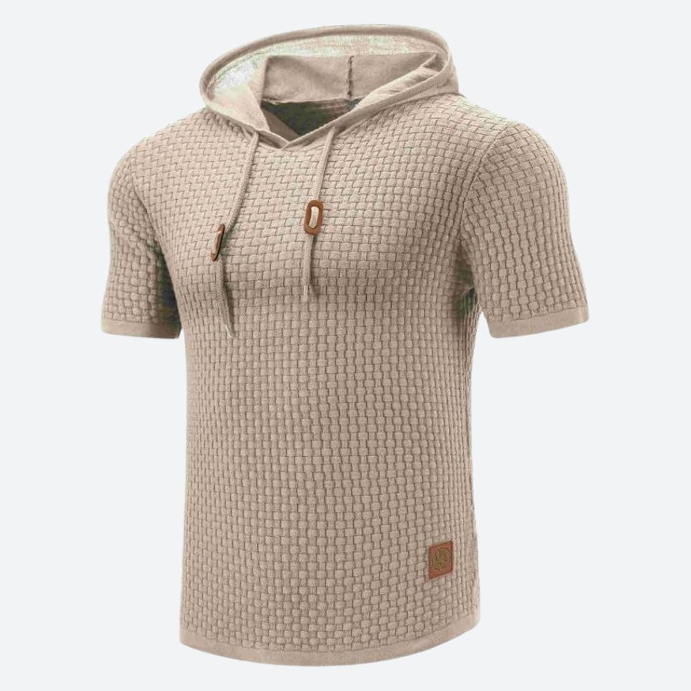 Victor - Waffle Hooded T Shirt — Khaki
