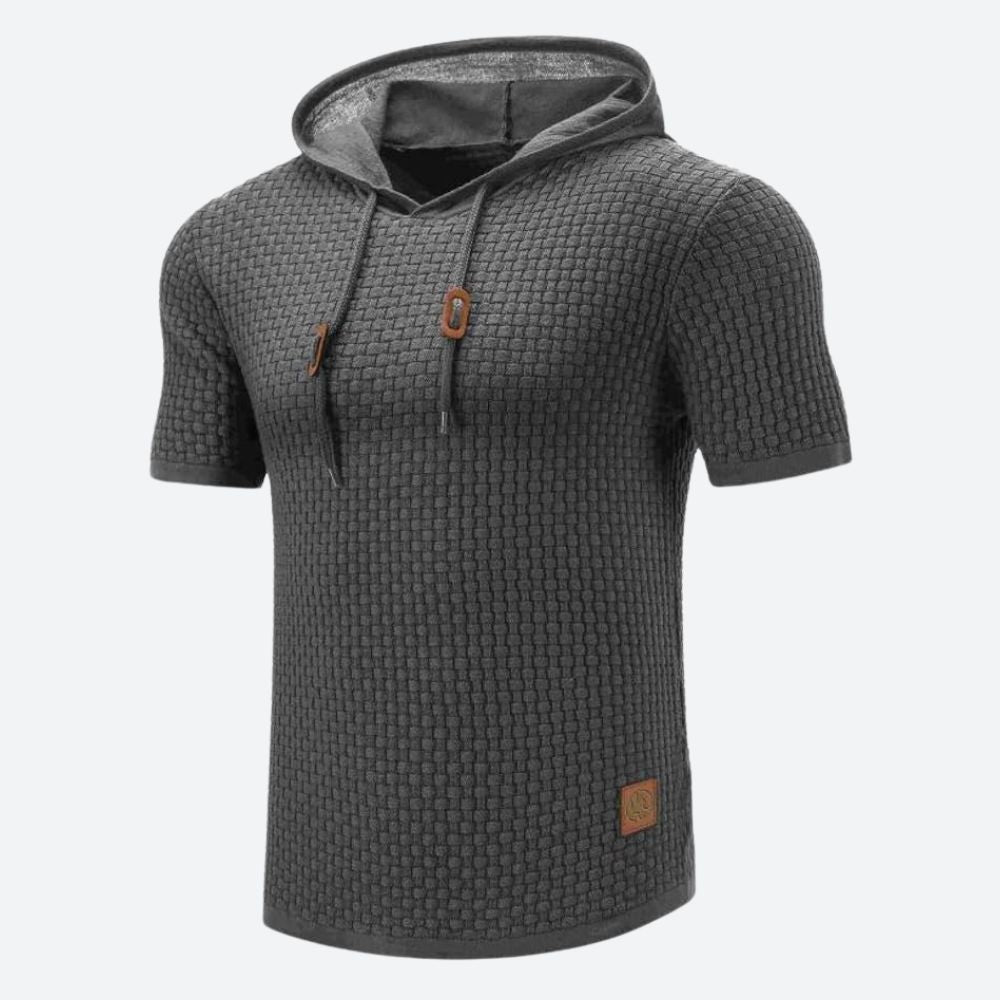 Victor - Waffle Hooded T Shirt — Grey