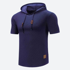 Victor - Waffle Hooded T Shirt — Navy blue