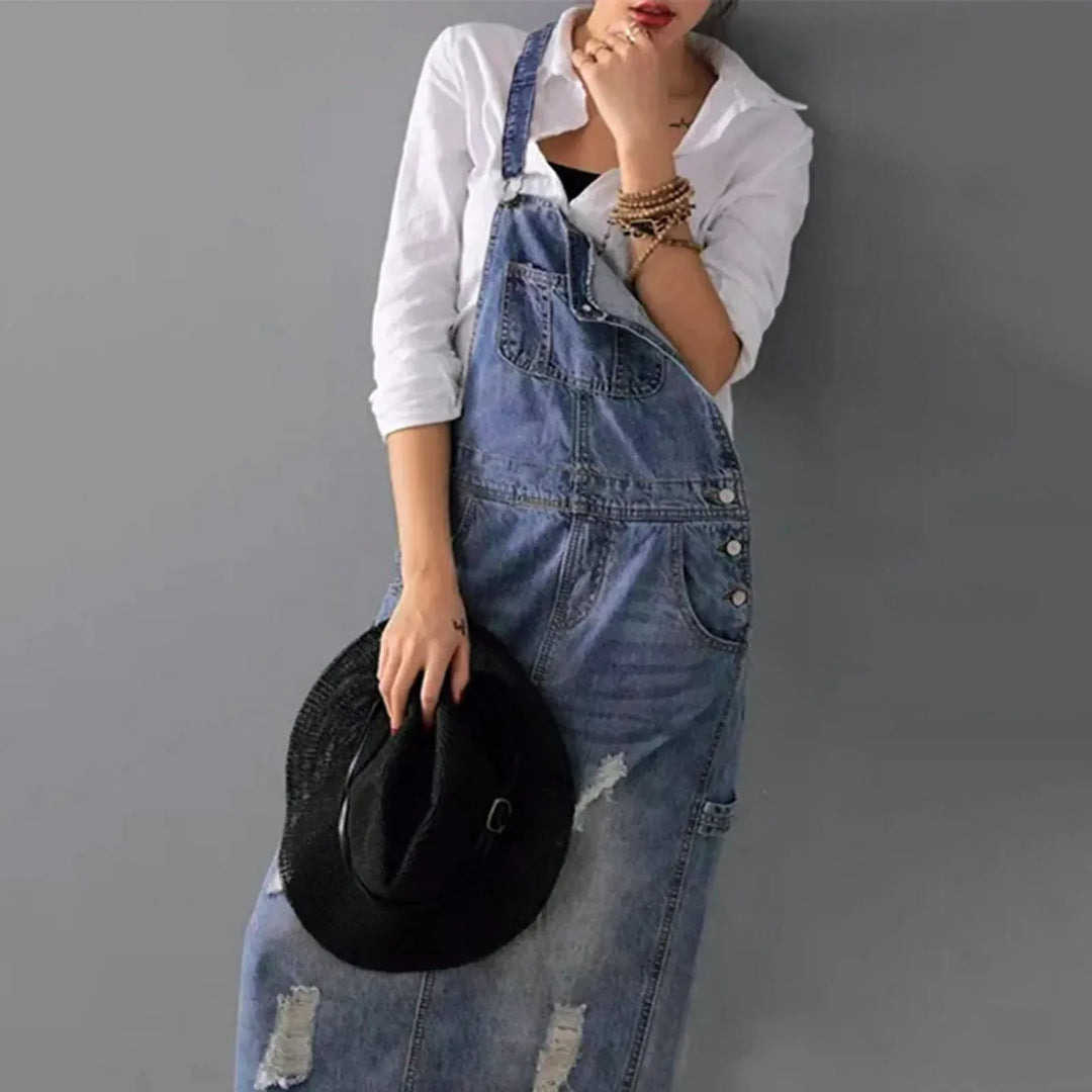 Michaela - Denim Pinafore Dress