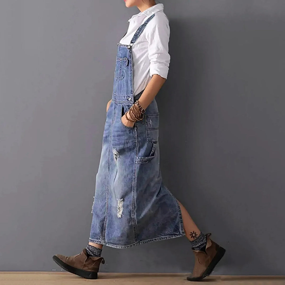 Michaela - Denim Pinafore Dress