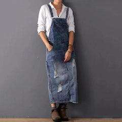Michaela - Denim Pinafore Dress — Denim