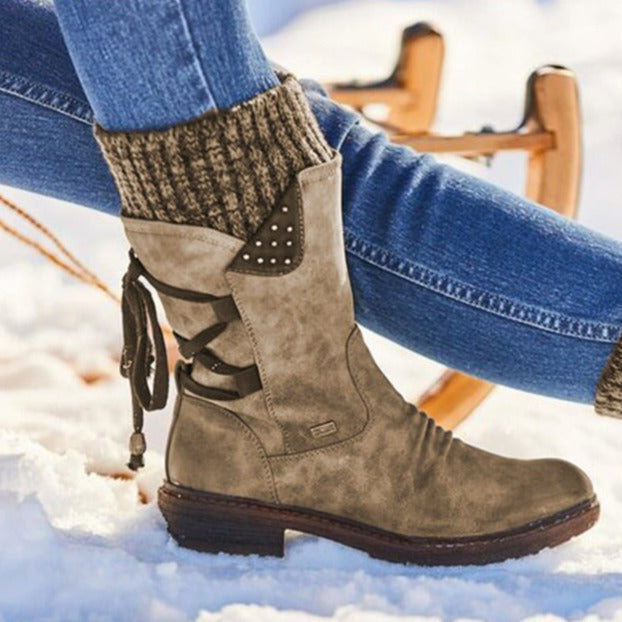 Jessica - Boots with Lace up Back — Brown