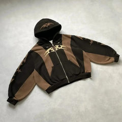 Blythe - Star Print Hoodie — Black brown