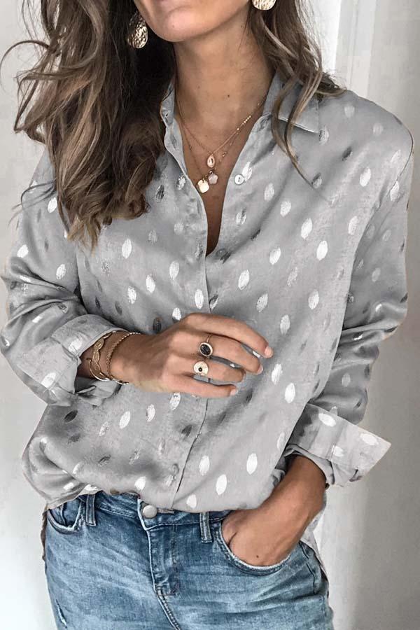 Hannah - Polka Dot Satin Shirt — Style 2