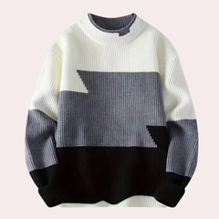 Preston - Colour Block Crew Jumper — White