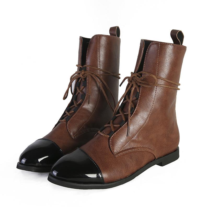 Dorothy - Leather Lace up Mid Boots — Brown