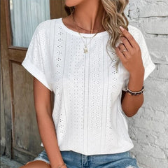 Constance - Eyelet Cap Sleeve Top — White