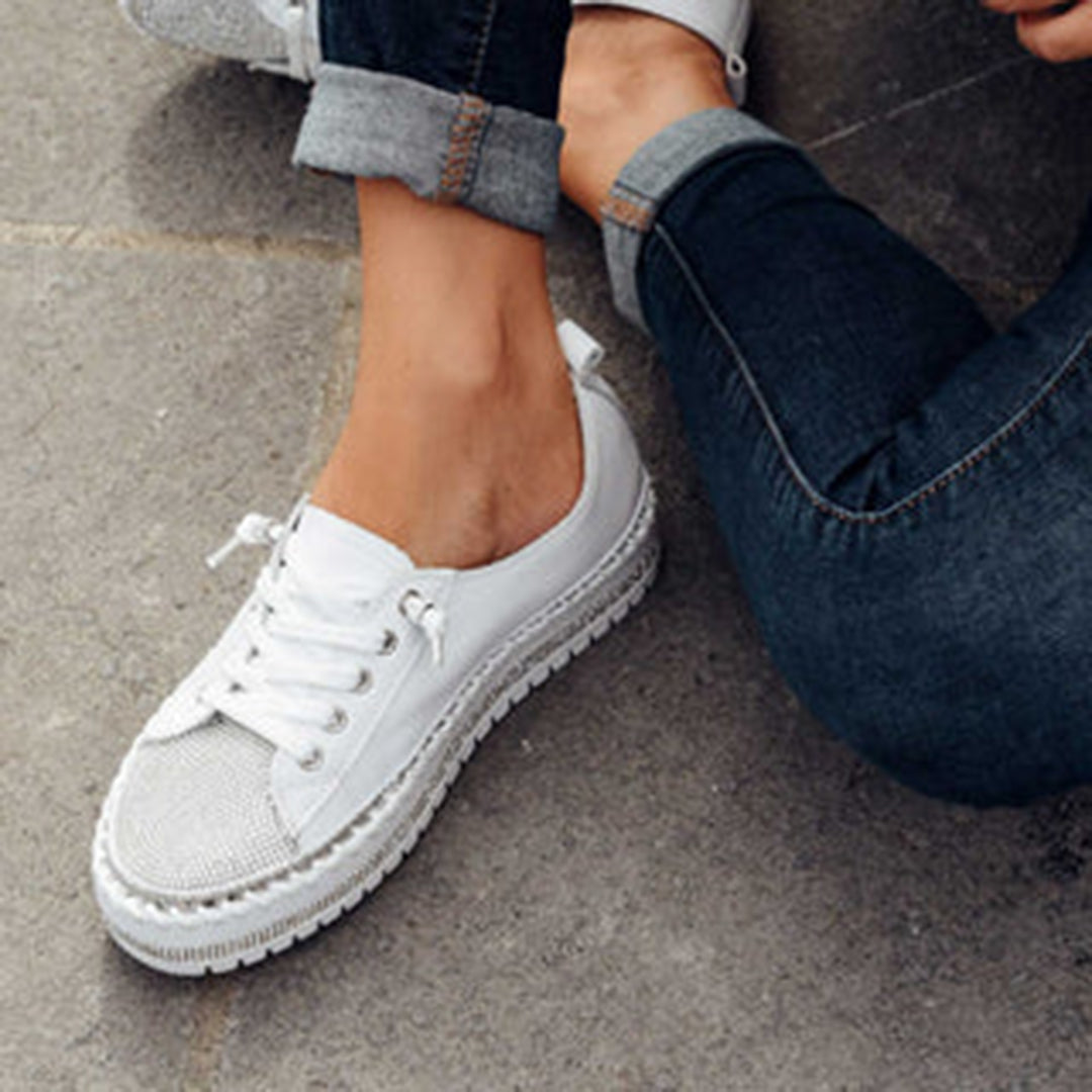 Rosanna - Glitter Platform Sneakers — White