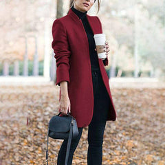 Maxine - Longline Blazer Coat — Wine red