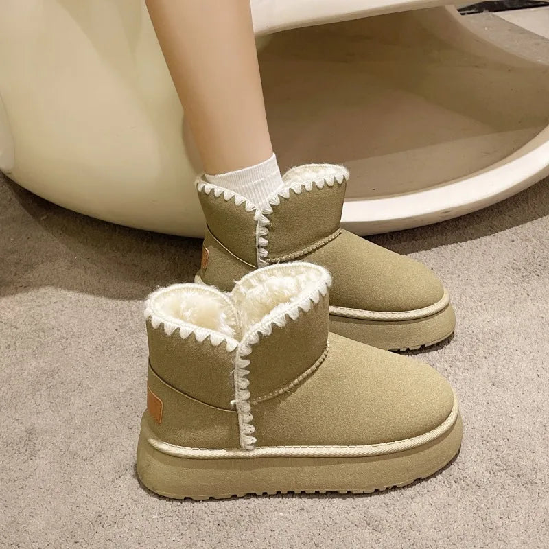 Josephine - Suede Fur Lined Ankle Boots — Khaki