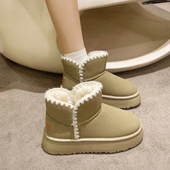 Josephine - Suede Fur Lined Ankle Boots — Khaki