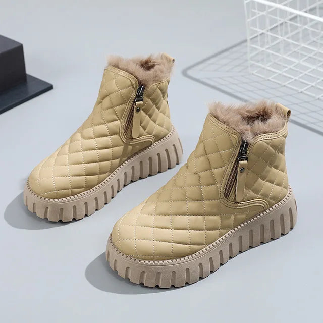 Meredith - Quilted Zip Ankle Boots — Khaki