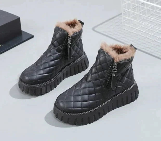 Meredith - Quilted Zip Ankle Boots — Black