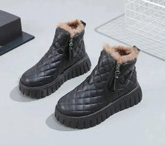 Meredith - Quilted Zip Ankle Boots — Black