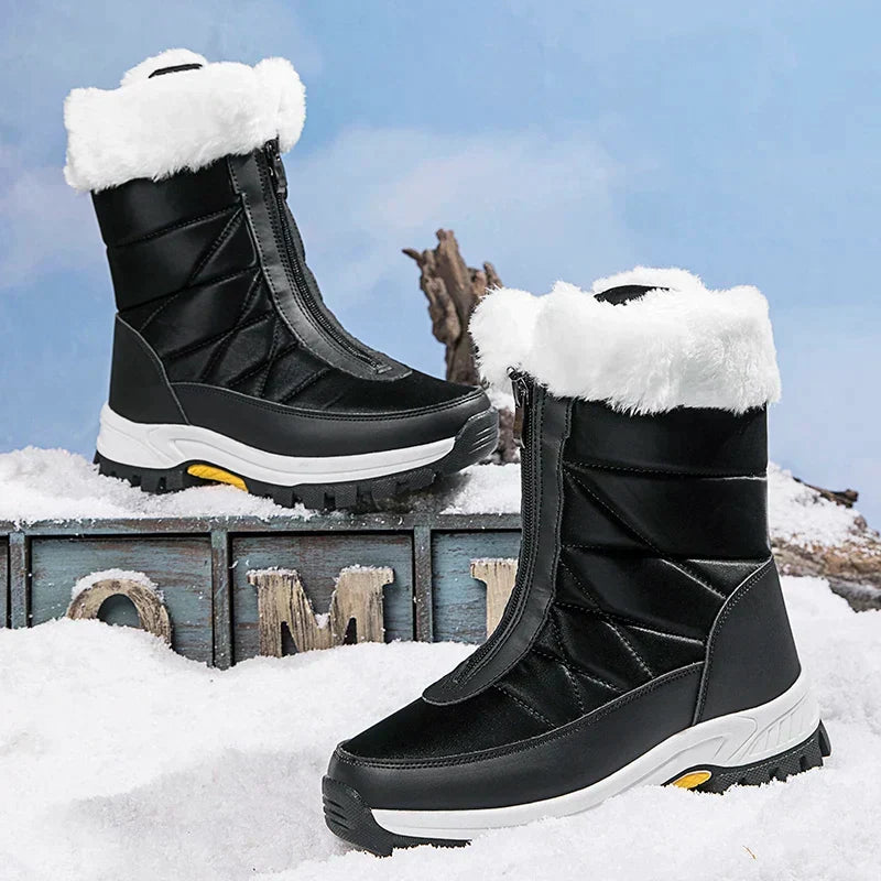 Natasha - Fur Trim Zip Snow Boots
