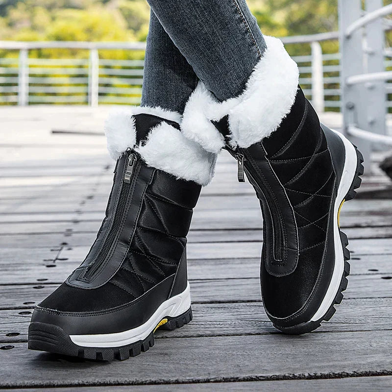Natasha - Fur Trim Zip Snow Boots