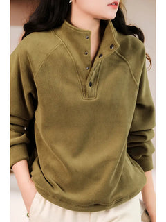 Marcella - Fleece Half Button Top