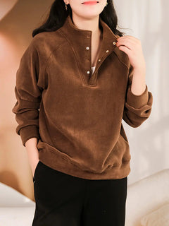 Marcella - Fleece Half Button Top