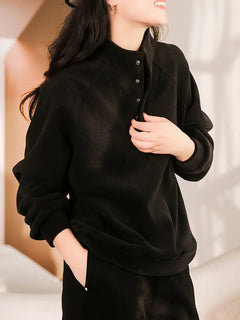 Marcella - Fleece Half Button Top