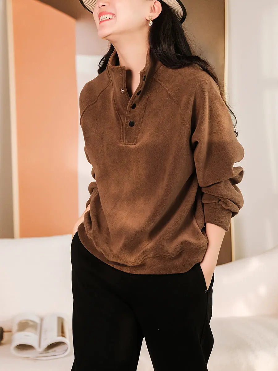 Marcella - Fleece Half Button Top