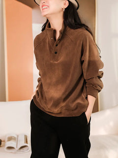 Marcella - Fleece Half Button Top