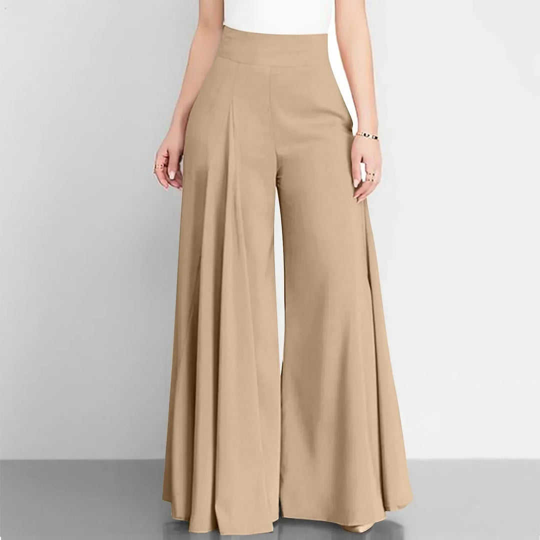Francesca - High Waist Flare Trousers — Beige