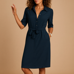 Perrin - Zip Front Shirt Midi Dress