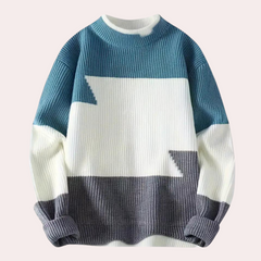 Preston - Colour Block Crew Jumper — Blue