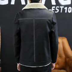 Mitchell - Leather Coat with Sherpa Collar