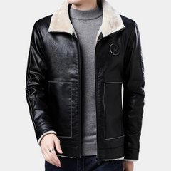 Mitchell - Leather Coat with Sherpa Collar